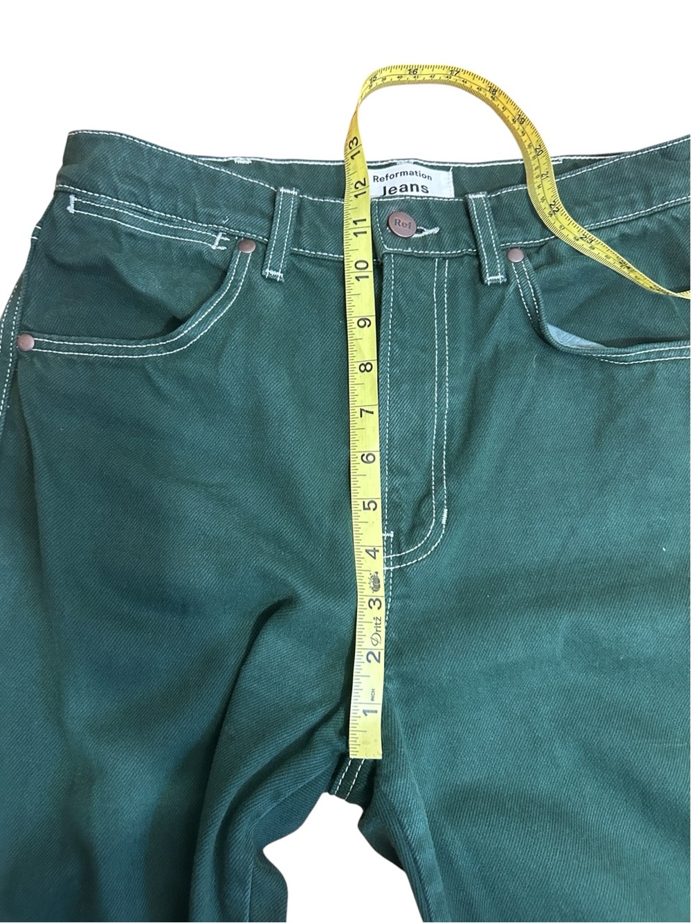 Reformation Jeans Cowboy High Rise Straight Jeans Emerald Green size 28 - Picture 9 of 10